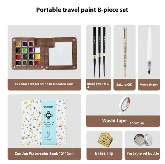 Compact Walnut Watercolor & Sketch Kit