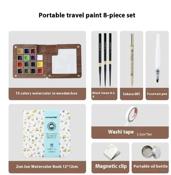 Compact Walnut Watercolor & Sketch Kit