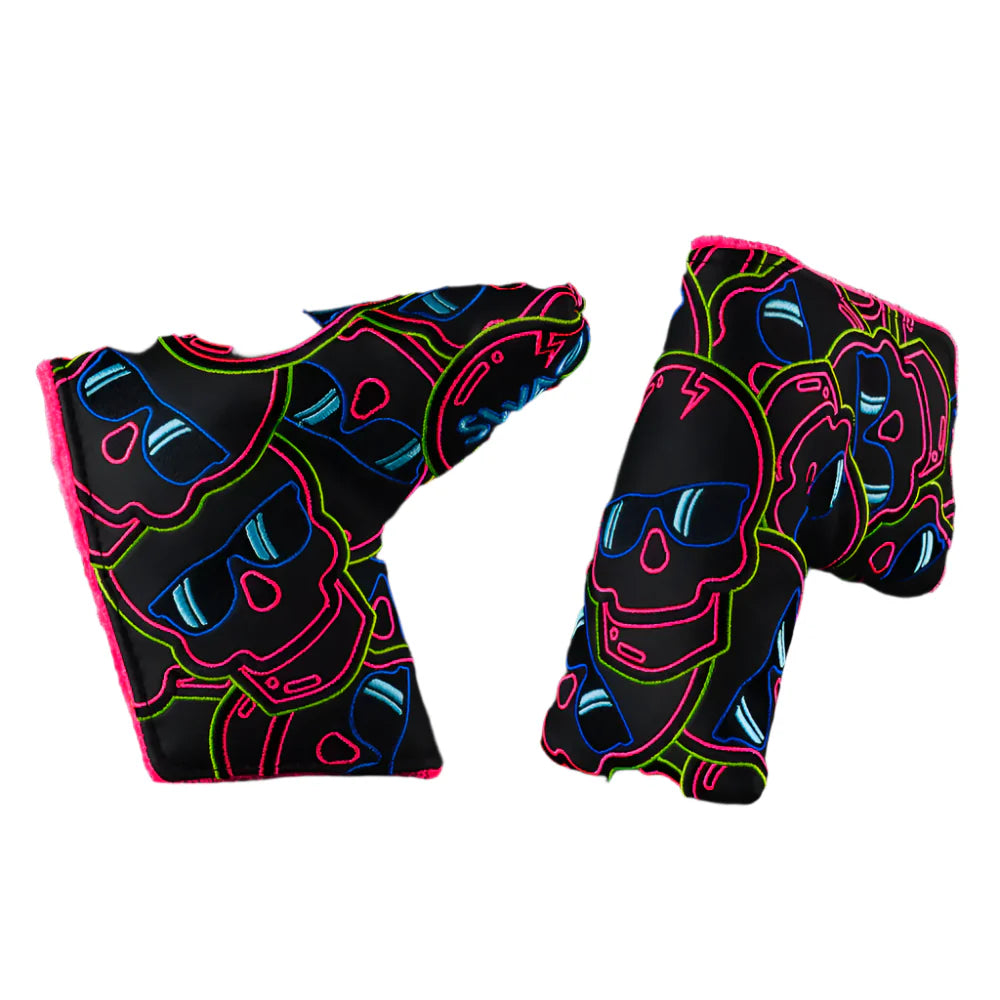 Swag Golf - Stacked Skull Golf Eclipse Black & Pink Multicolor Blade Putter Headcover *opened, no bag*