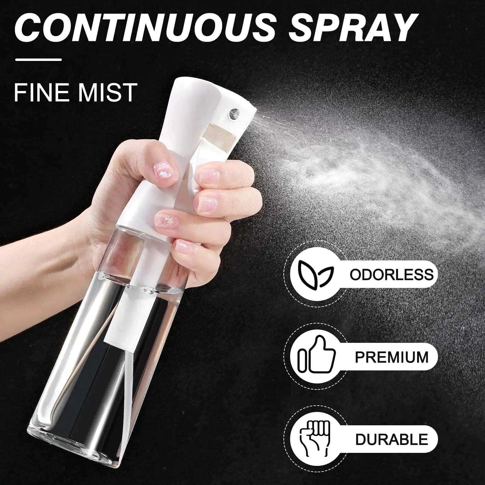 Continuous 300ml Spray Bottle for Hair - 2 Pack Home Essentials Spray Bottles