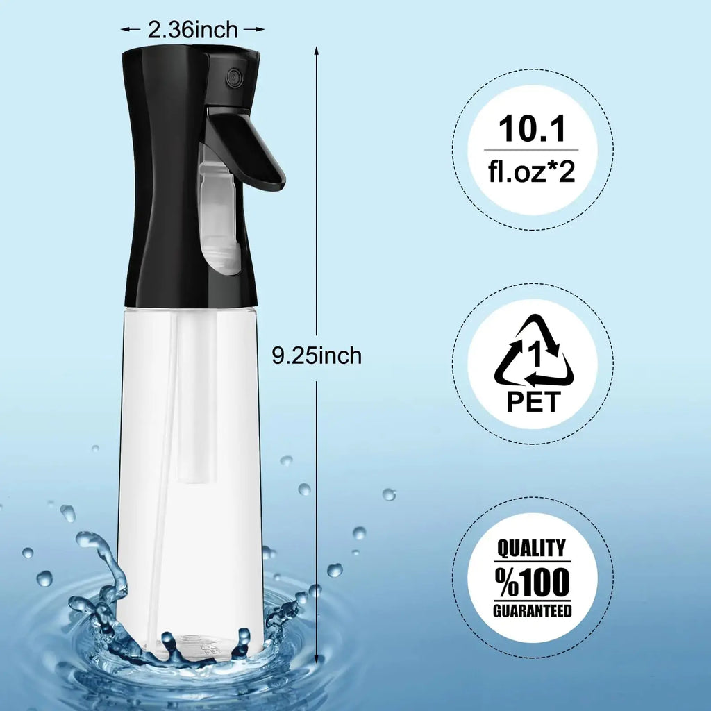 Continuous 300ml Spray Bottle for Hair - 2 Pack Home Essentials Spray Bottles