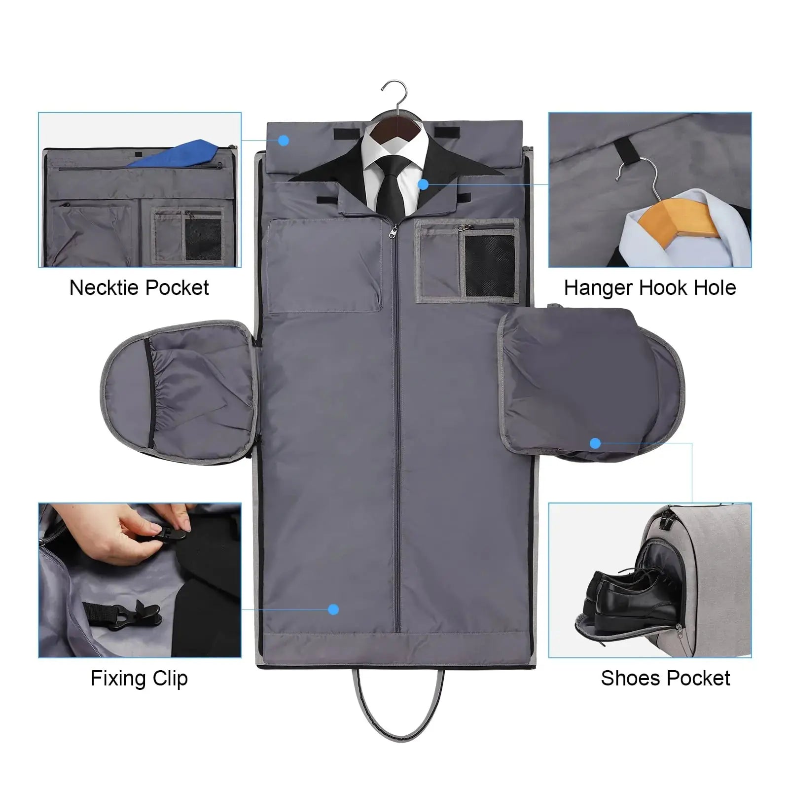 Convertible Garment Bag with Toiletry Bag | Modoker Carry on Garment Duffel Bag for Men & Women