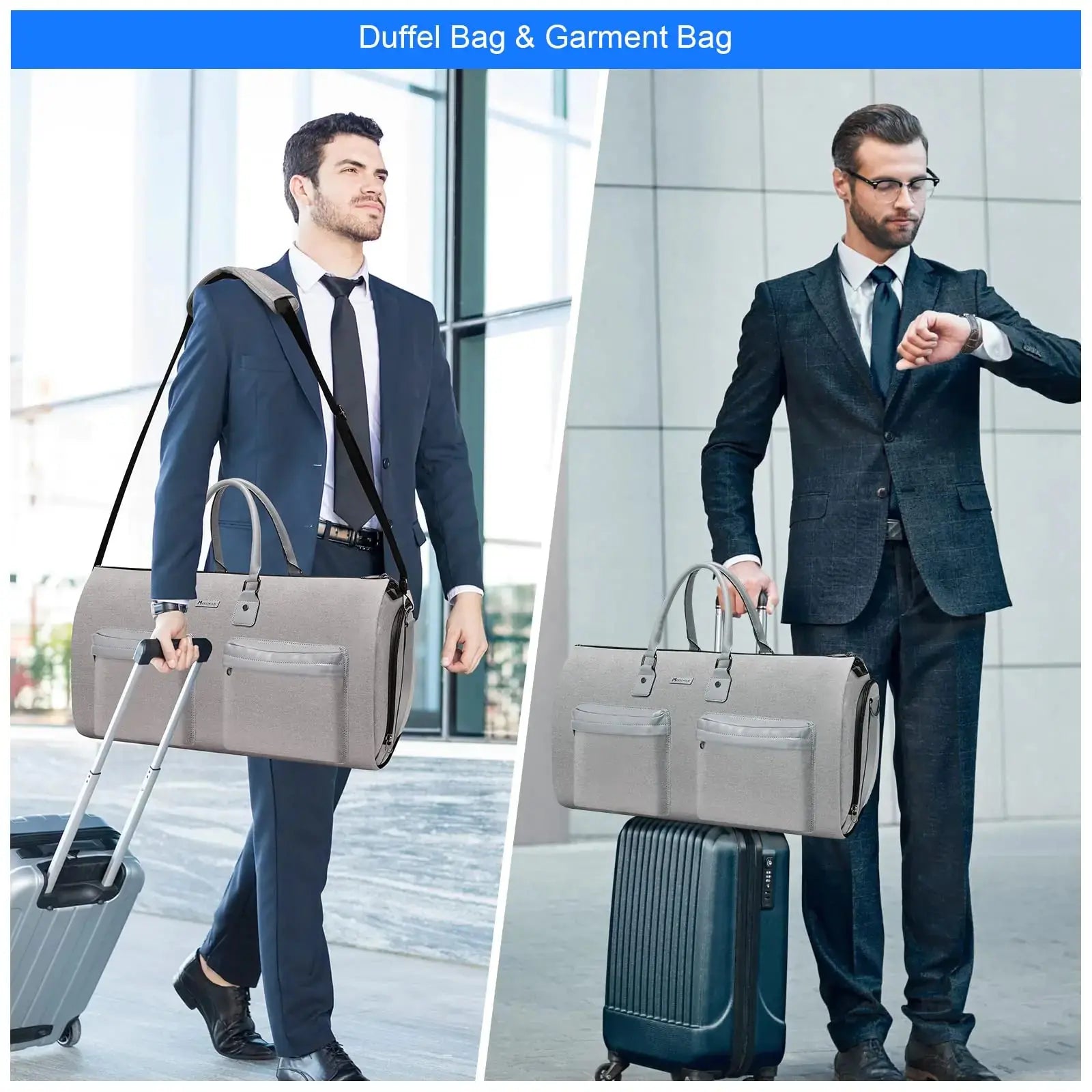 Convertible Garment Bag with Toiletry Bag | Modoker Carry on Garment Duffel Bag for Men & Women