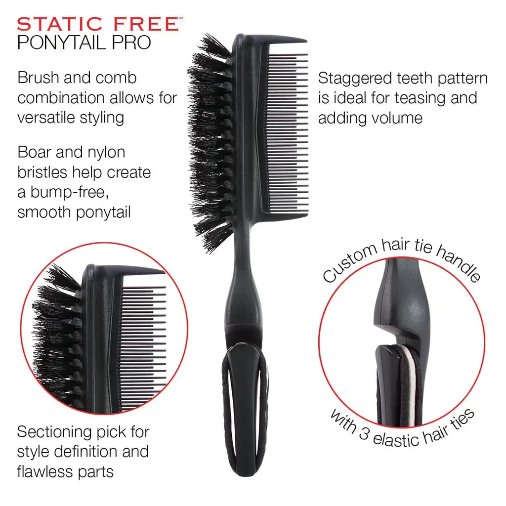 Cricket Static Free Ponytail Pro Hairbrush & Comb for Styling and Volume