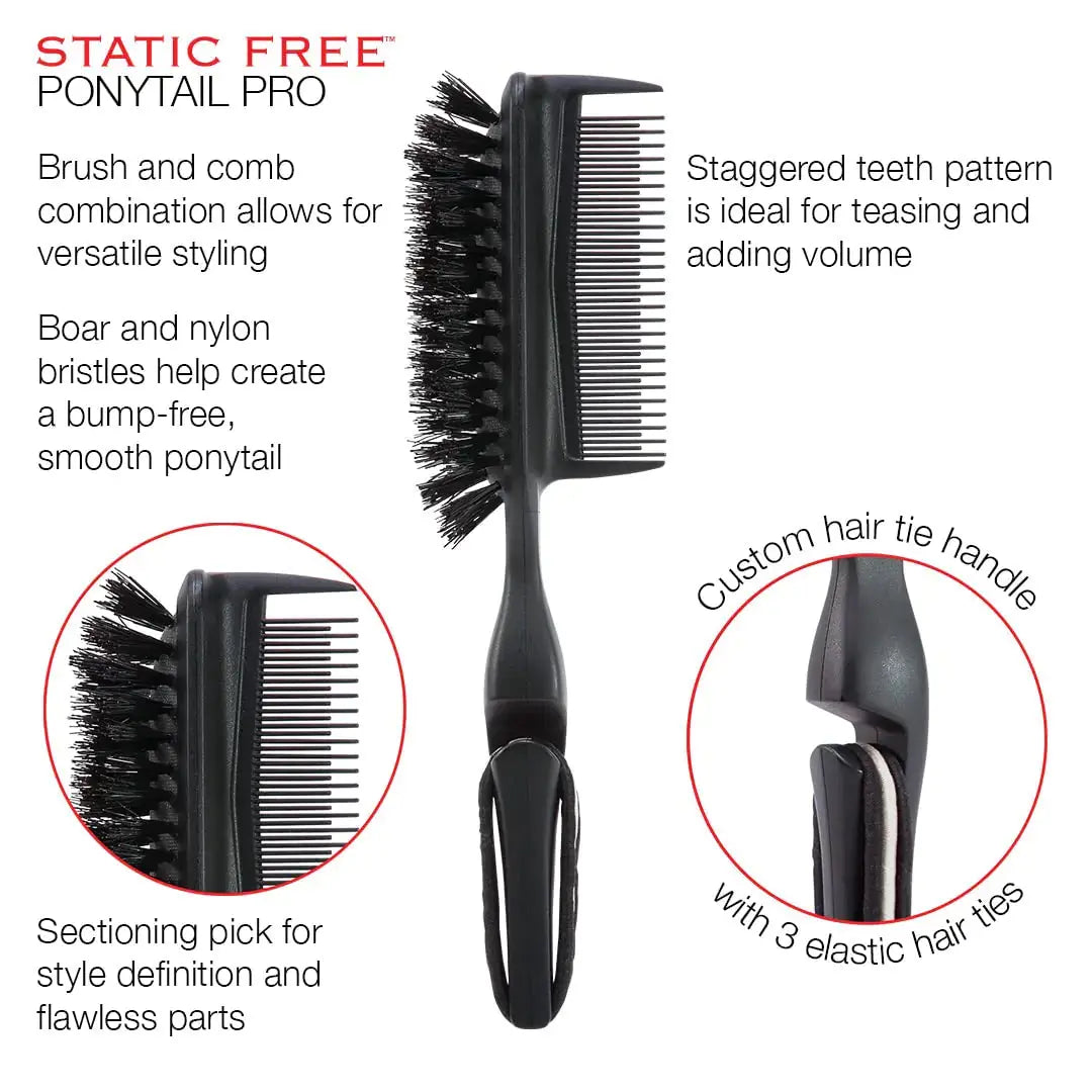Cricket Static Free Ponytail Pro Hairbrush & Comb for Styling and Volume