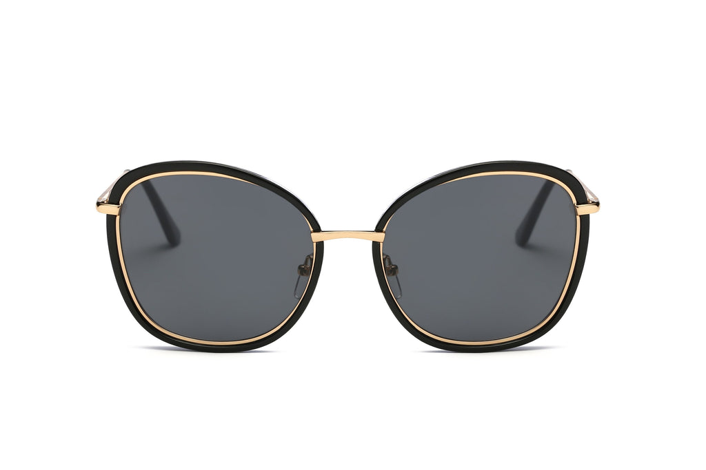 Women Round Cat Eye Sunglasses Pink Gold Oversized Slim