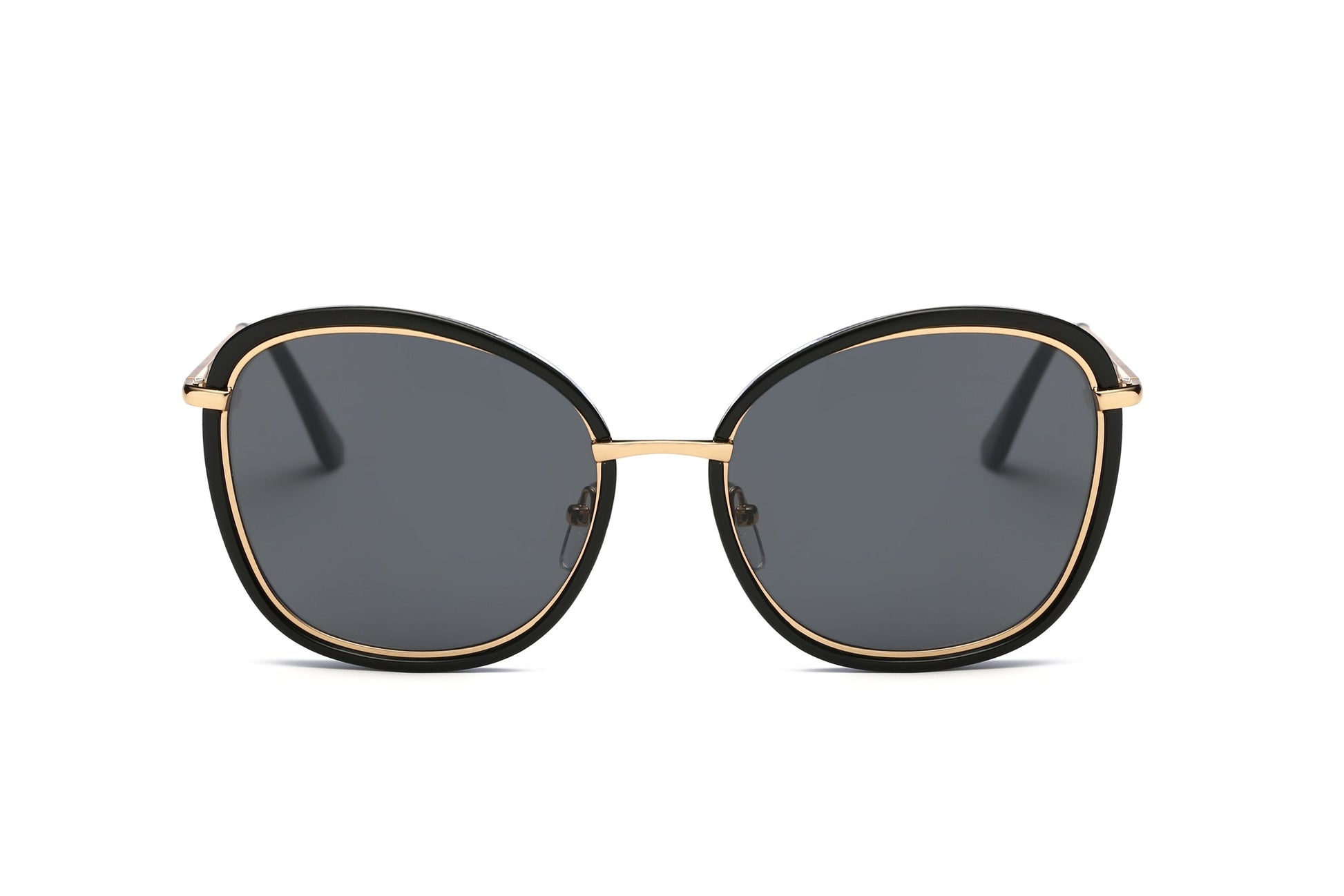 Women Round Cat Eye Sunglasses Pink Gold Oversized Slim