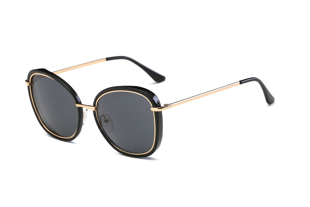 Women Round Cat Eye Sunglasses Pink Gold Oversized Slim