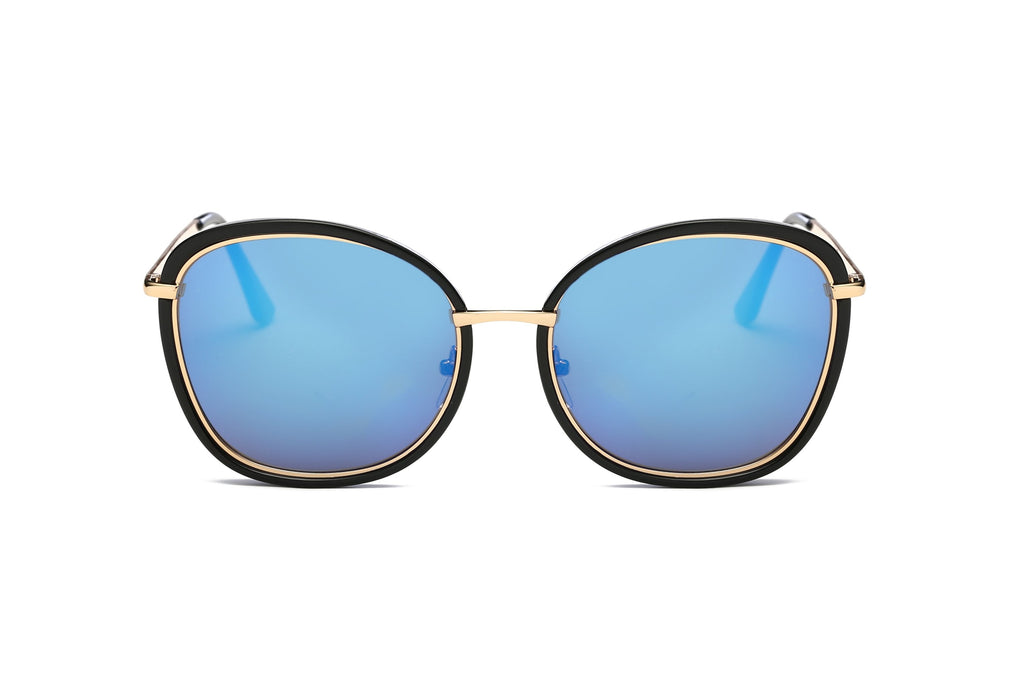 Women Round Cat Eye Sunglasses Pink Gold Oversized Slim