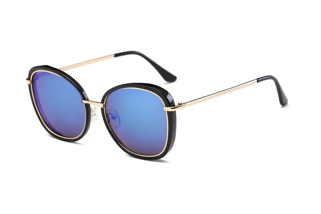 Women Round Cat Eye Sunglasses Pink Gold Oversized Slim