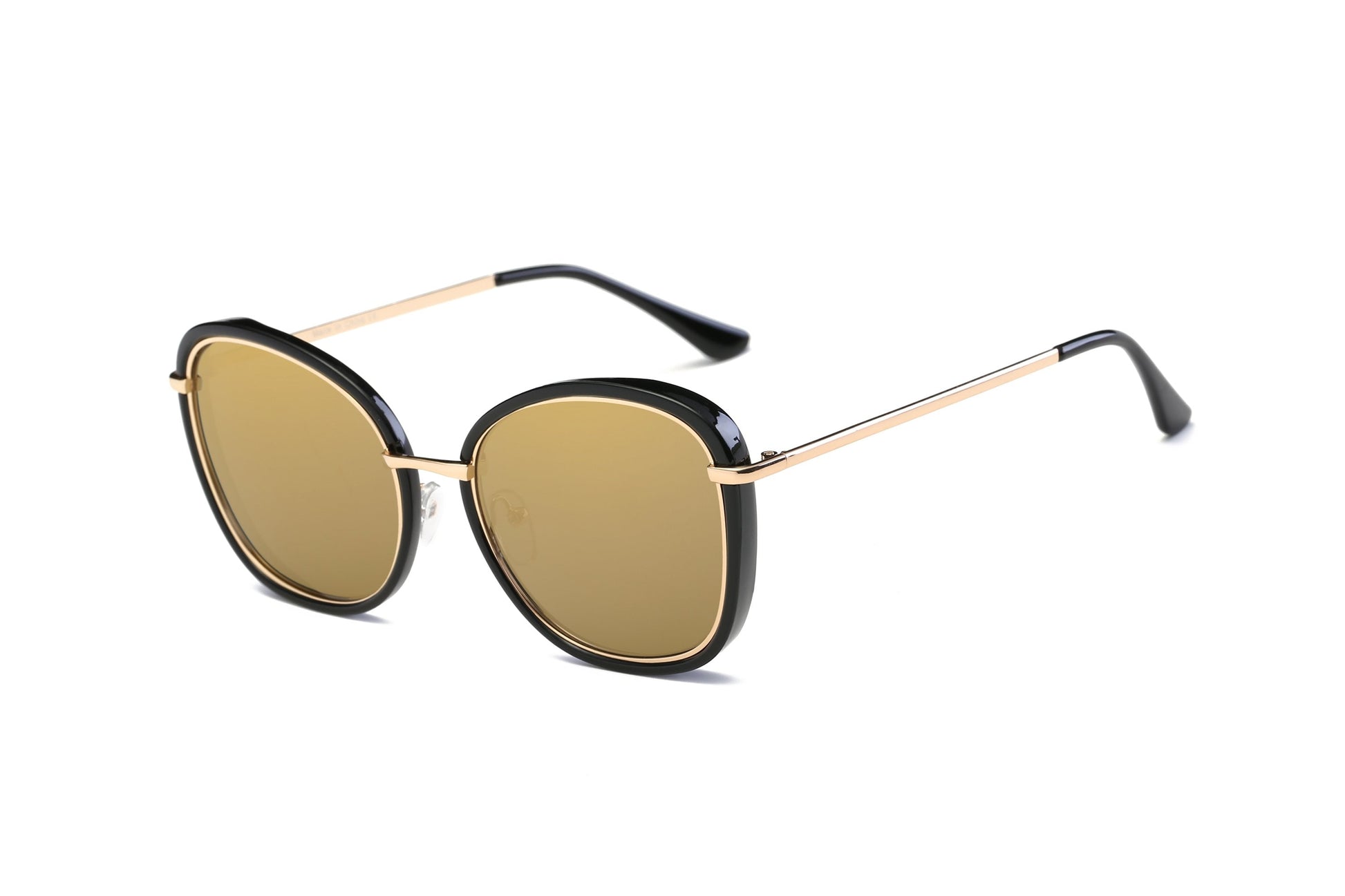 Women Round Cat Eye Sunglasses Pink Gold Oversized Slim