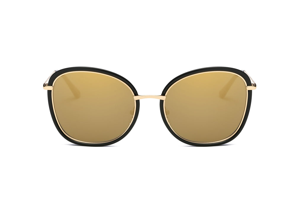 Women Round Cat Eye Sunglasses Pink Gold Oversized Slim