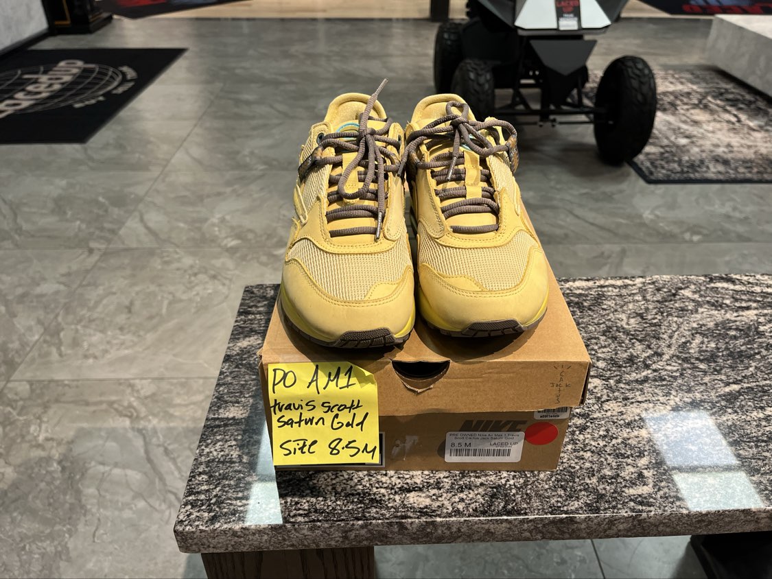 PRE OWNED Nike Air Max 1 Travis Scott Cactus Jack Saturn Gold
