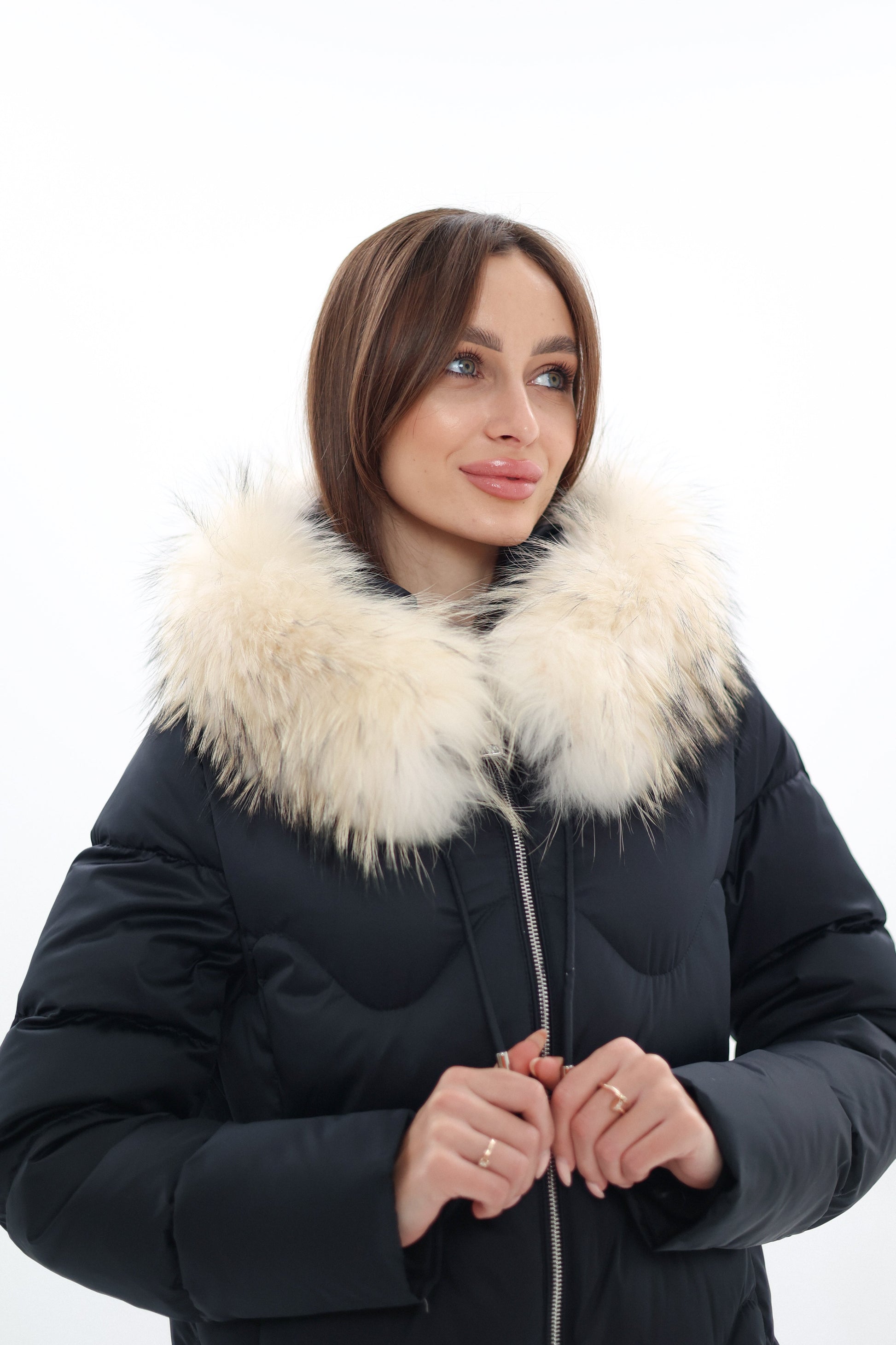 Genuine Fur Trim Down Fill Coat
