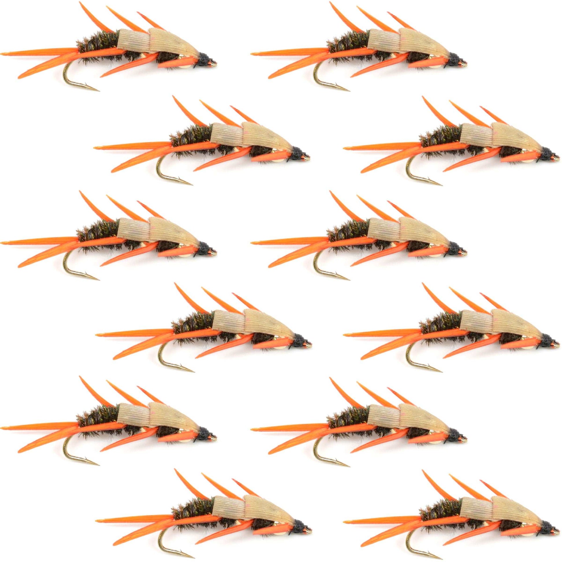 Double Bead Peacock Stonefly Nymph with Amber Biot Legs Fly Fishing Flies - 1 Dozen Flies Hook Size 14