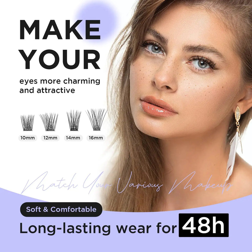 DIY Eyelash Extensions – Individual Cluster Lashes with Super Thin Black Band