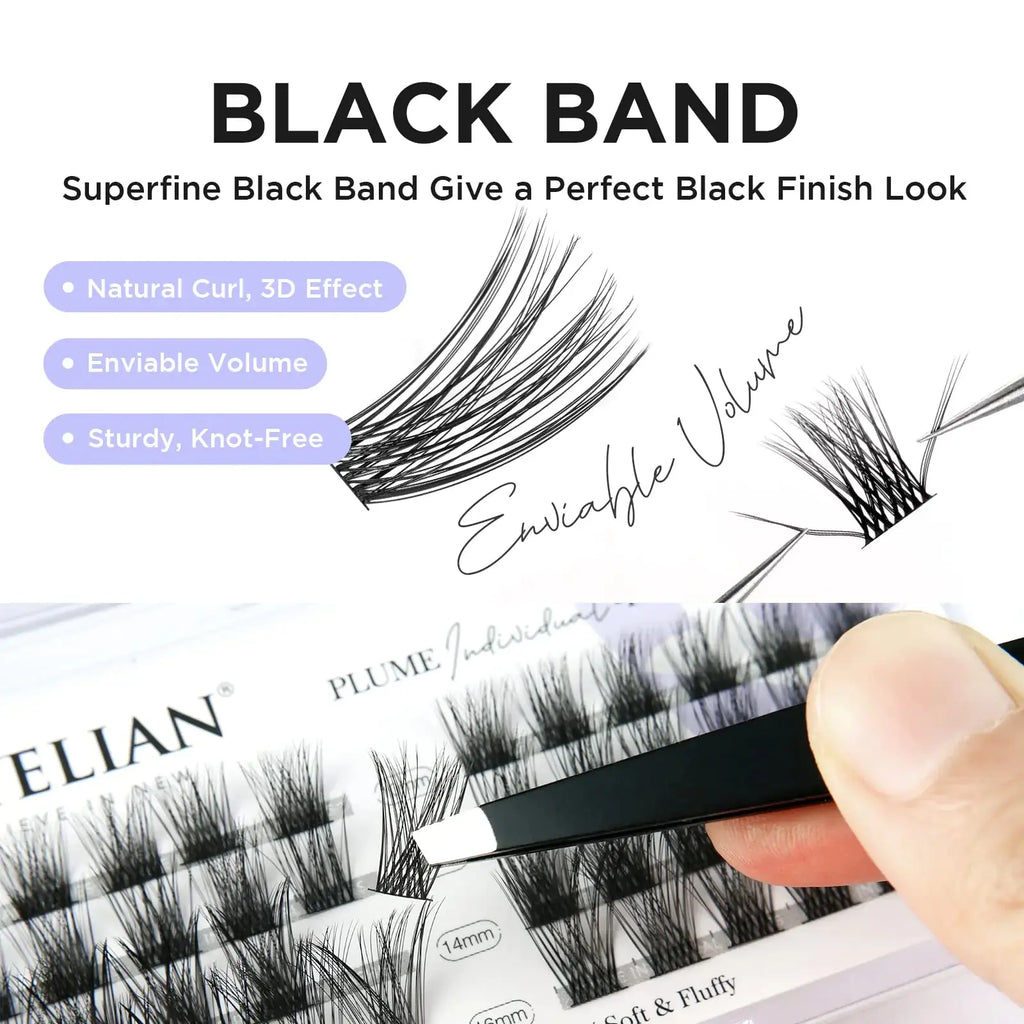 DIY Eyelash Extensions – Individual Cluster Lashes with Super Thin Black Band