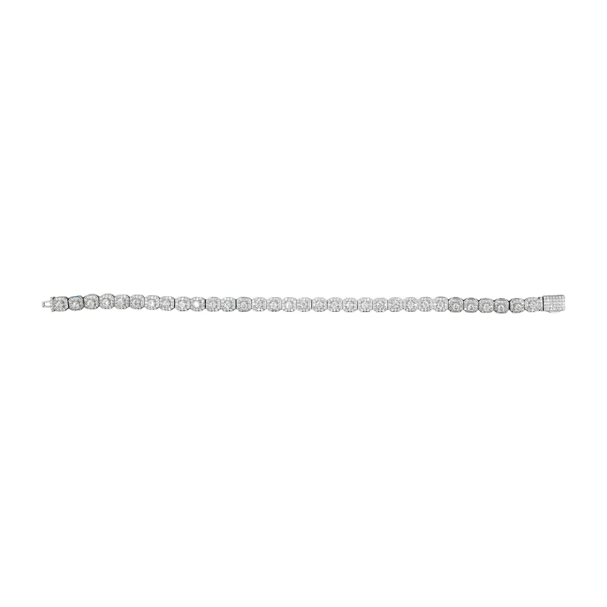 925 Silver 7.3mm Moissanite Cluster Tennis Bracelet – 8.3"