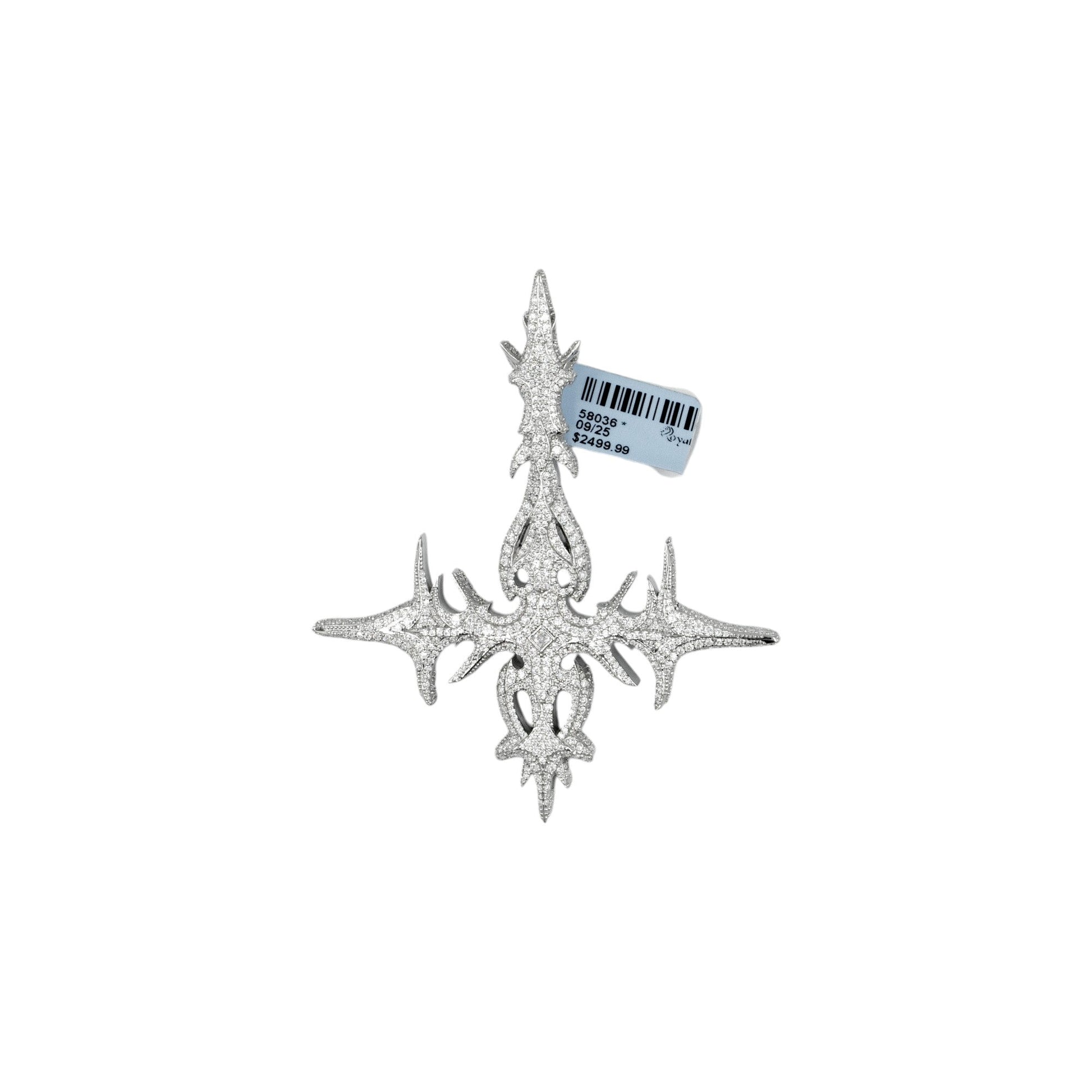 925 Silver Moissanite Gothic Cross Pendant