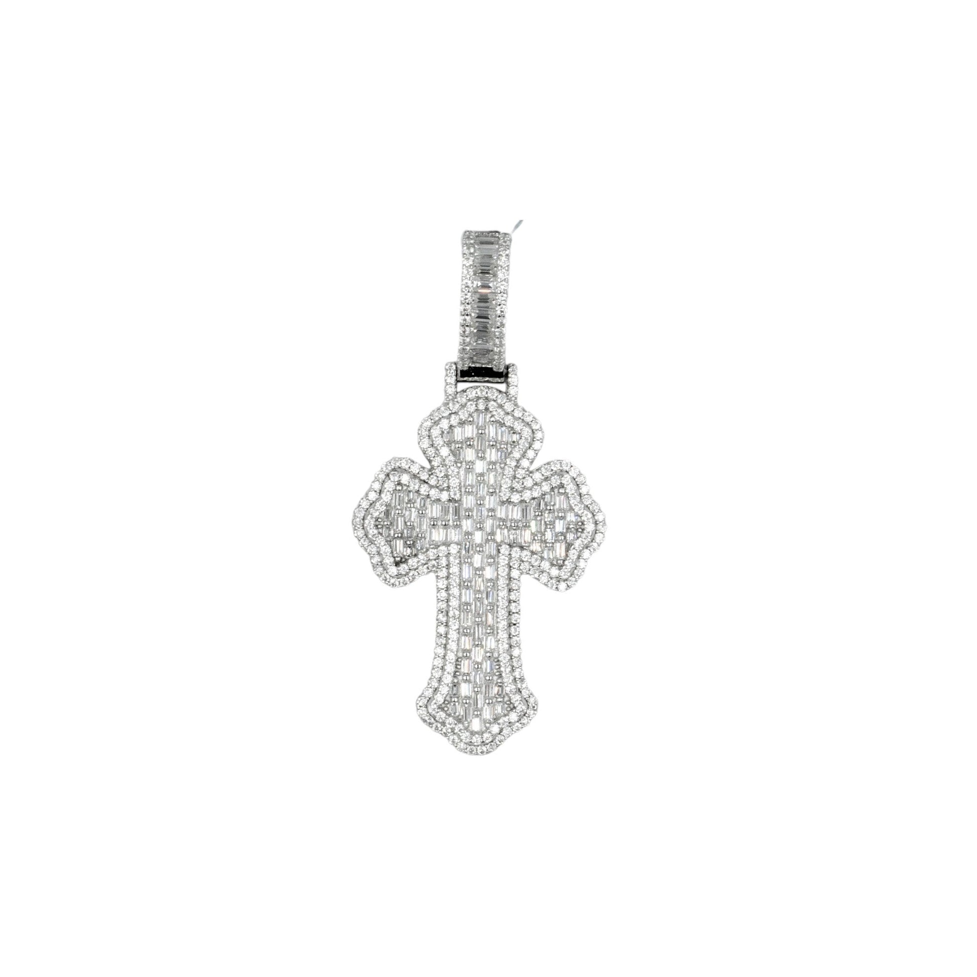 925 Silver Moissanite Chrome Cross Pendant
