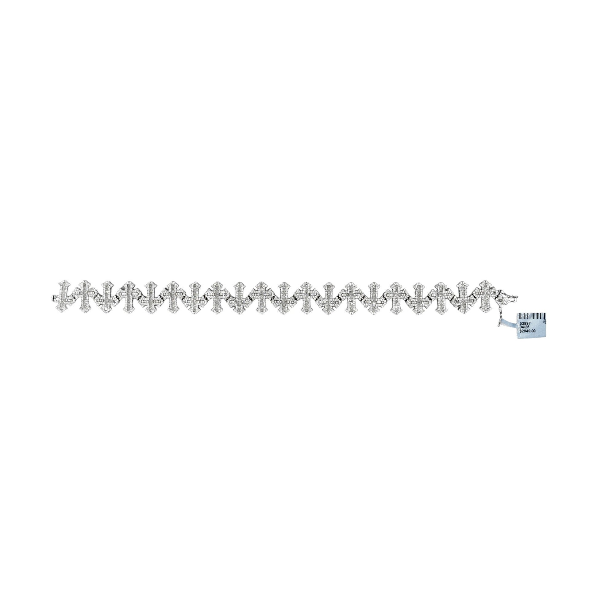 925 Silver Moissanite Alternate Cross Eternity Ring – Size 10