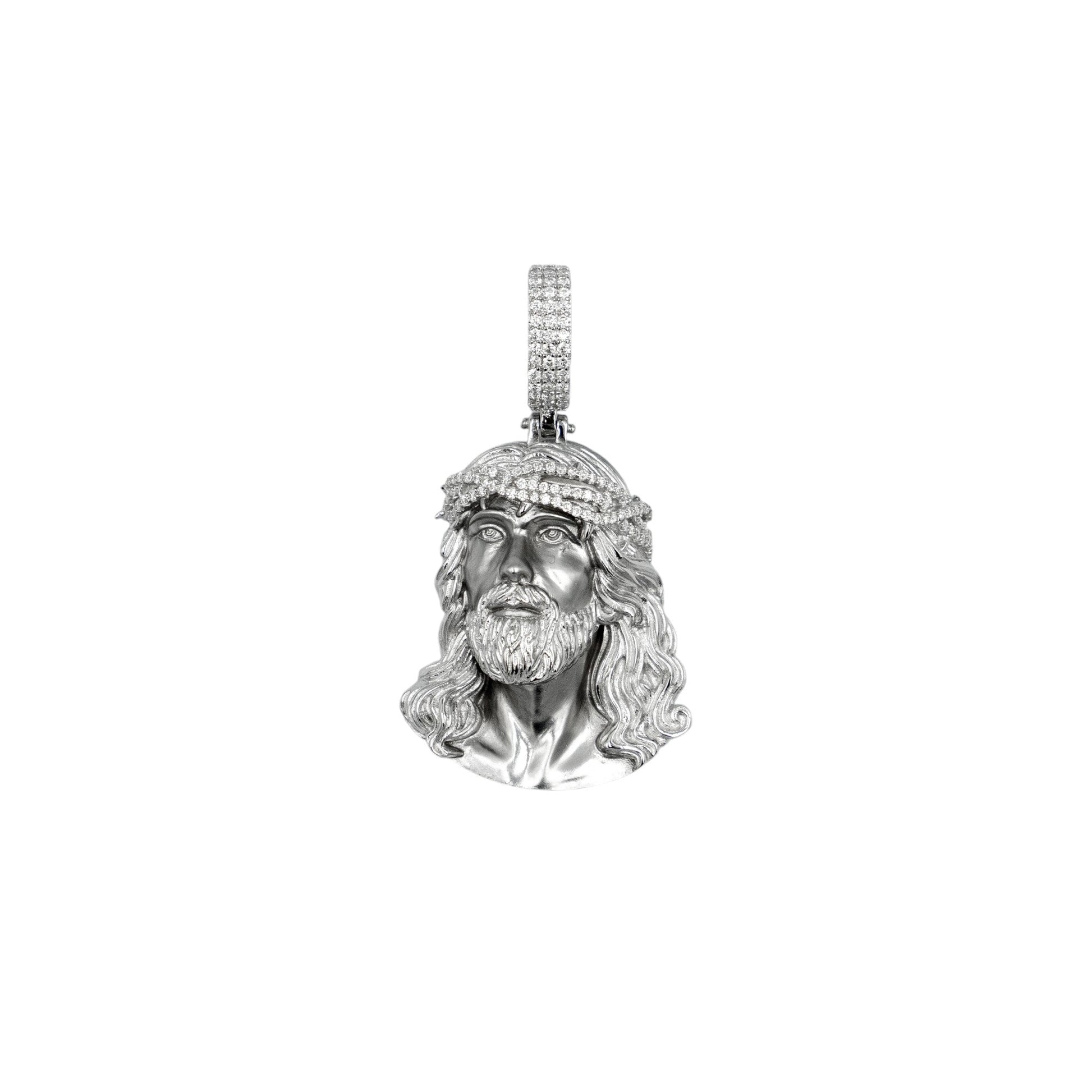 925 Silver Moissanite Jesus Matte Pendant