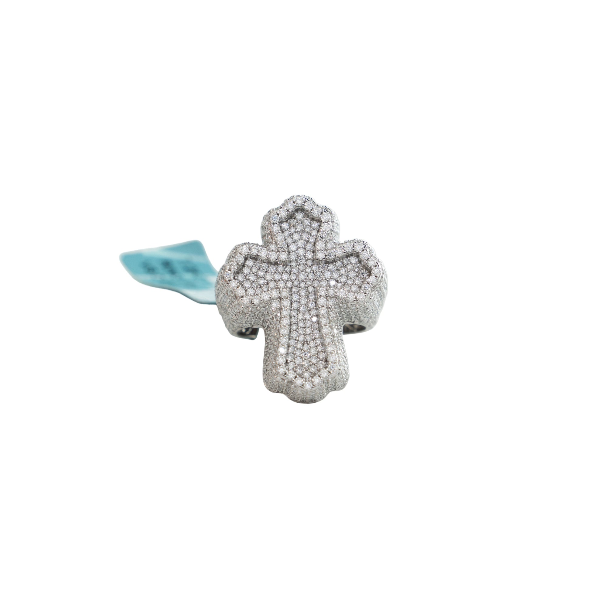 925 Silver Moissanite Men's Chrome Cross Ring – Size 10 – 7.25 cttw