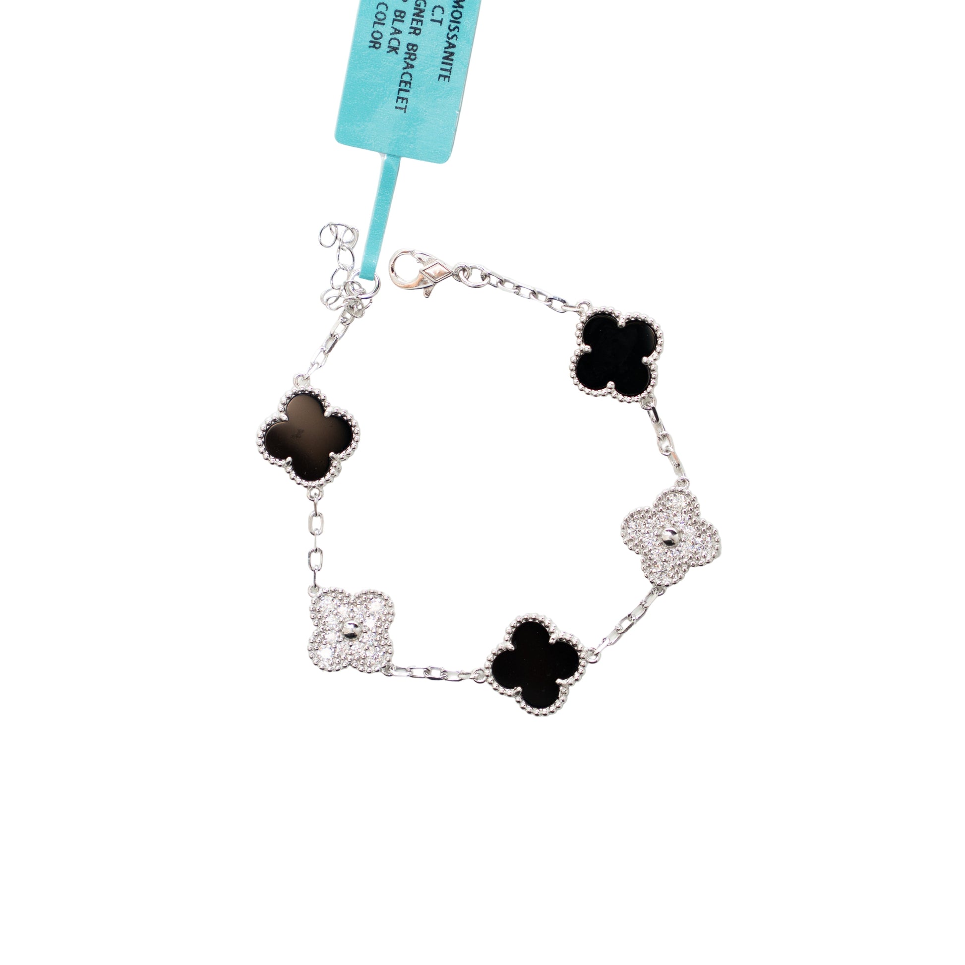 925 Silver & Black Moissanite Bracelet – 7"