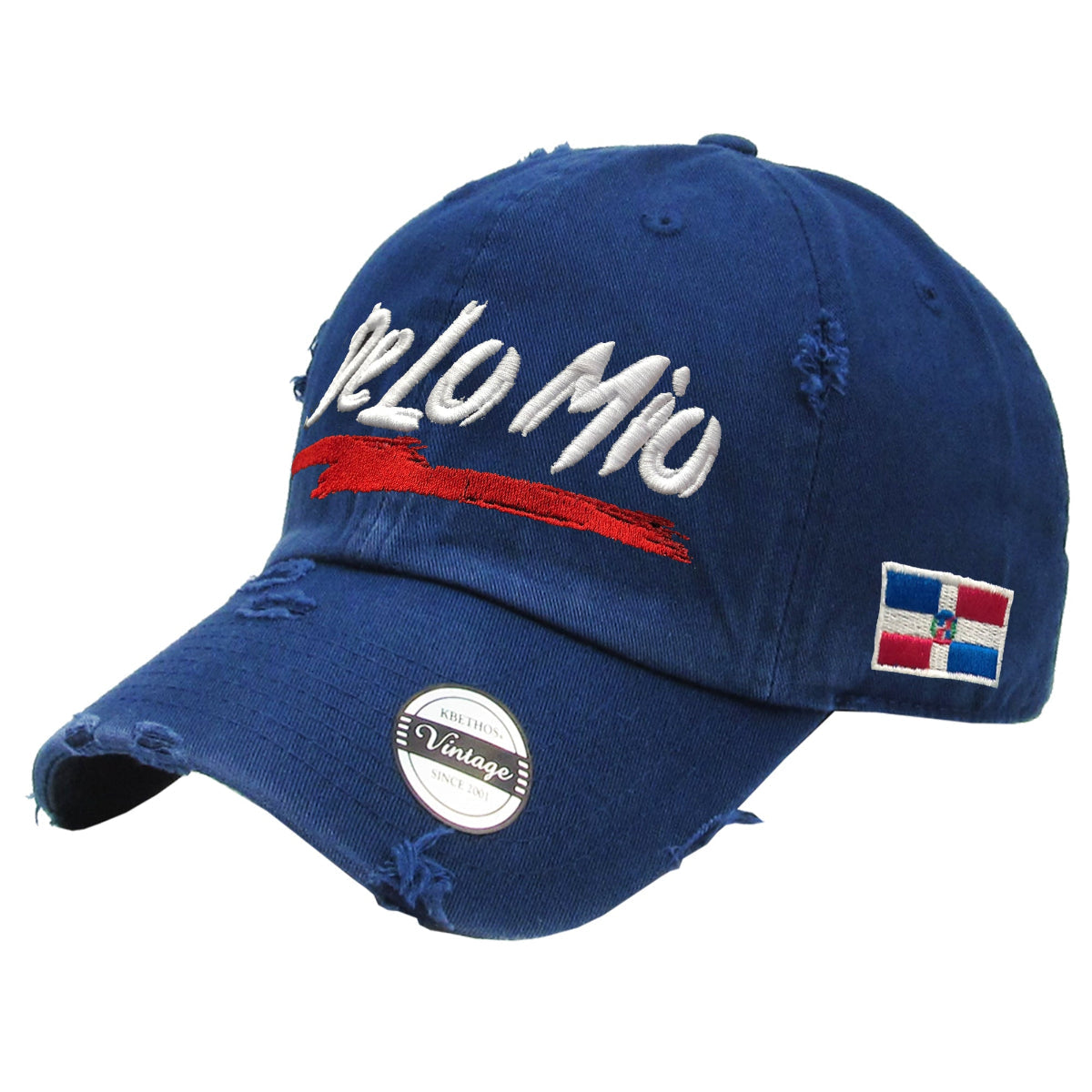 De lo mio embroidered Logo Vintage Hats (Navy - Full Color)
