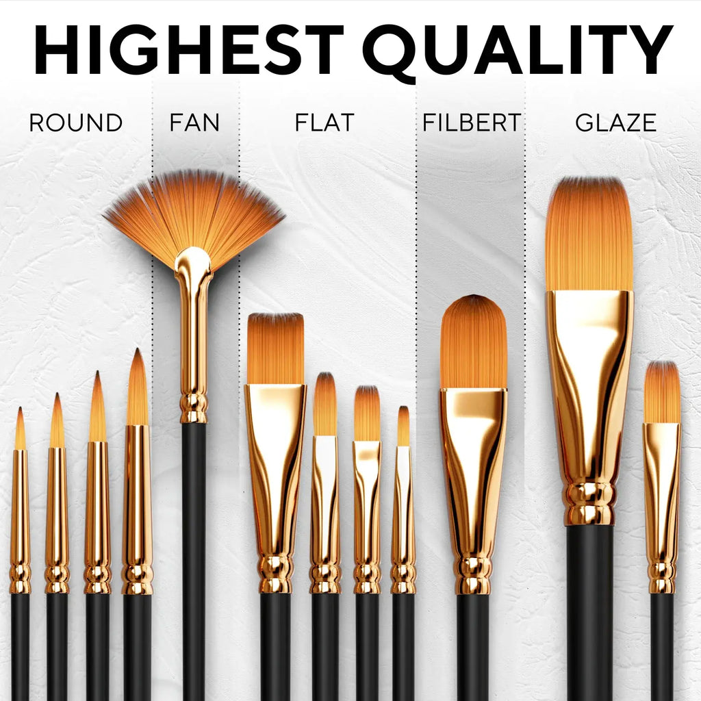 Deluxe Artistry Acrylic Paint Kit - 24 Vivid Colors & 12 Brushes with Extras