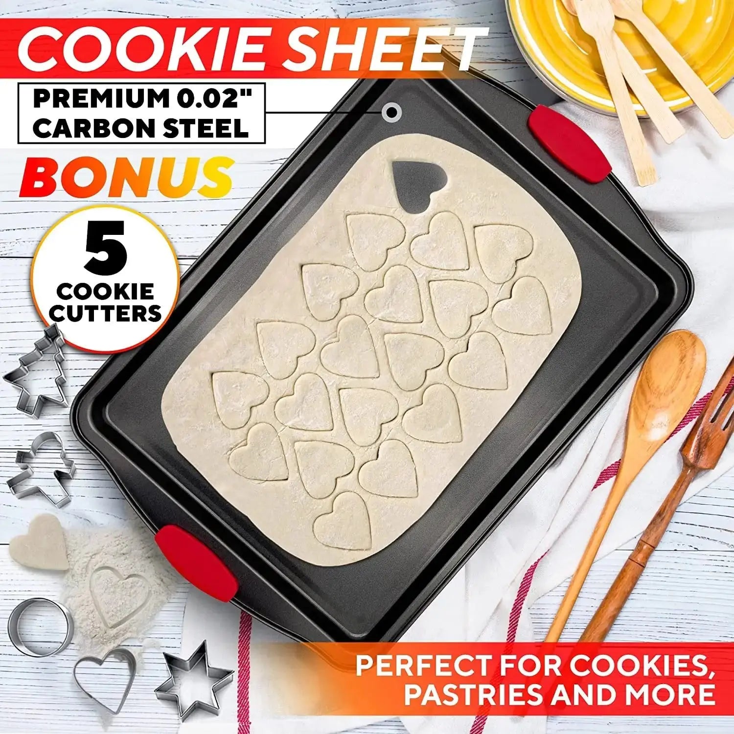 Deluxe Easy-Clean 4-Piece Baking Set with Silicone Grips