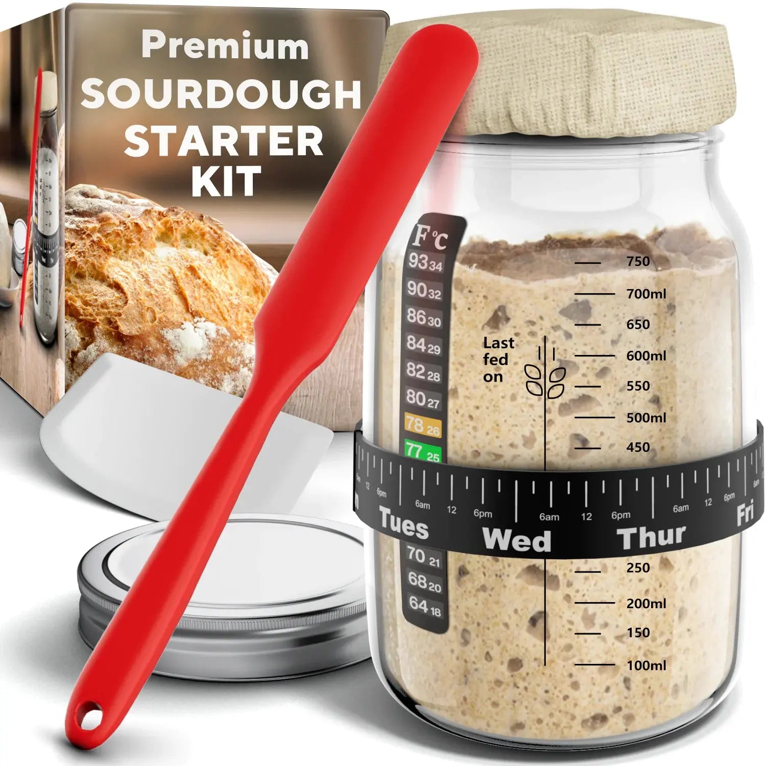 Deluxe Sourdough Starter Set 31.8 oz - Complete Bread Making Kit
