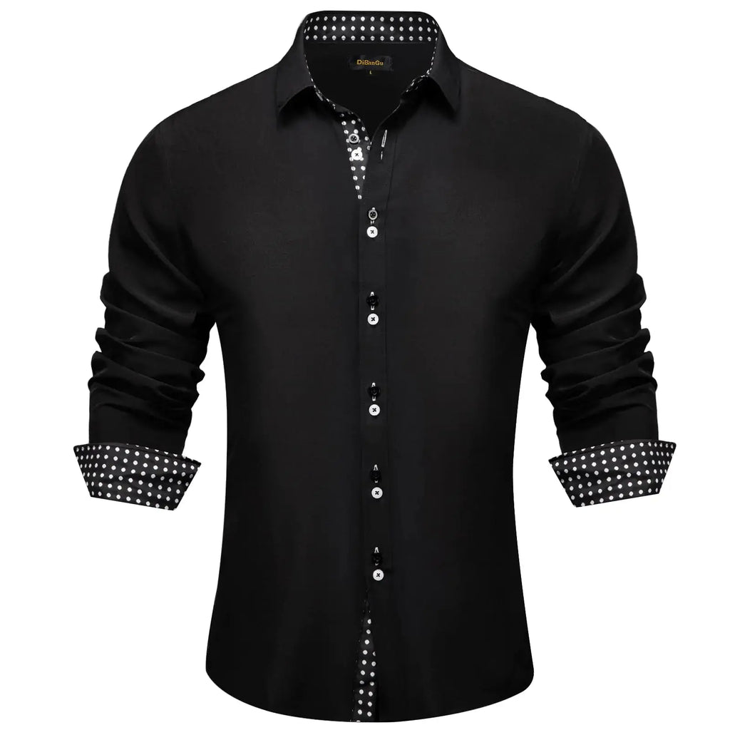 DiBanGu Men's Dress Shirt Long Sleeve Casual Button Down Shirts Regular Fit Inner Contrast Shirt