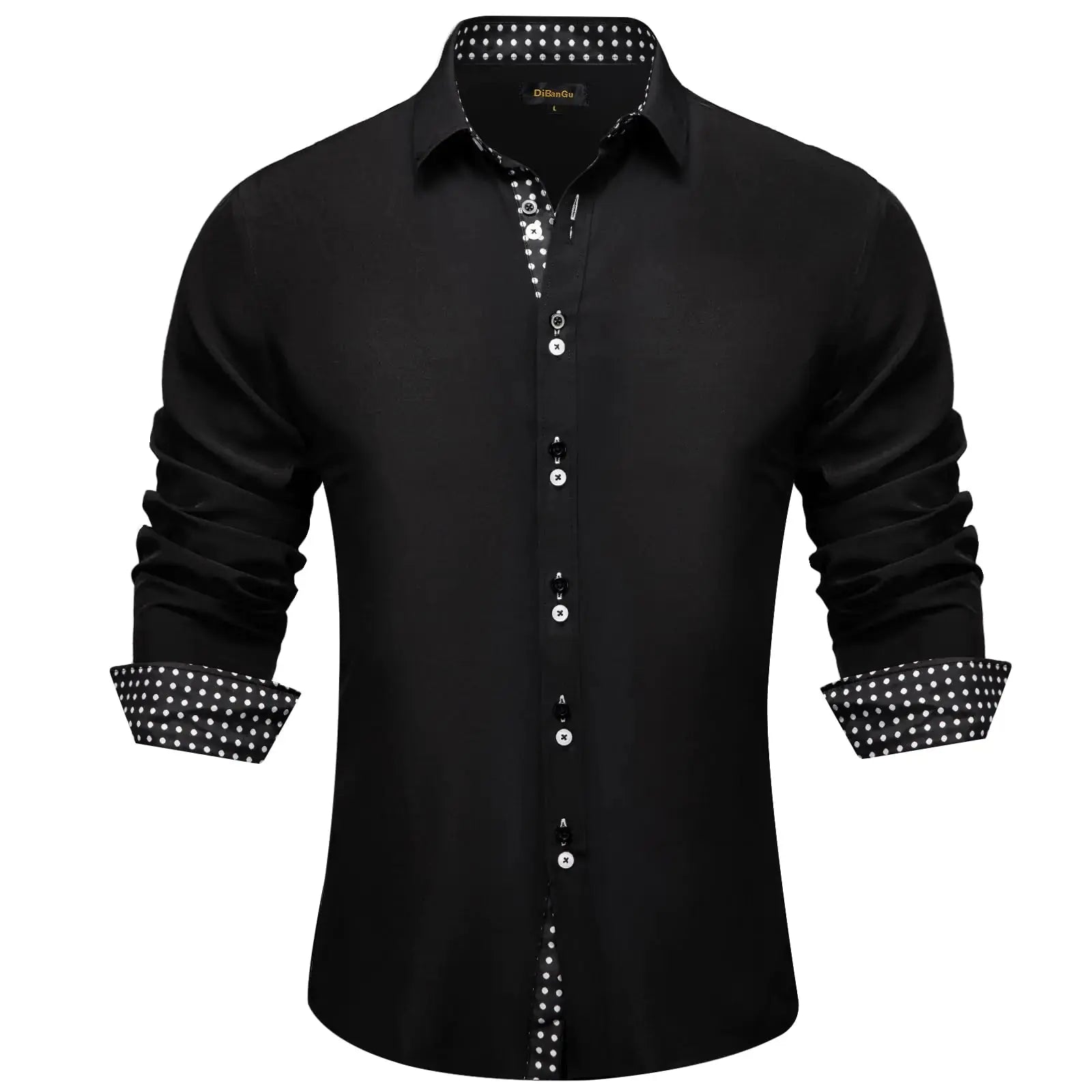 DiBanGu Men's Dress Shirt Long Sleeve Casual Button Down Shirts Regular Fit Inner Contrast Shirt
