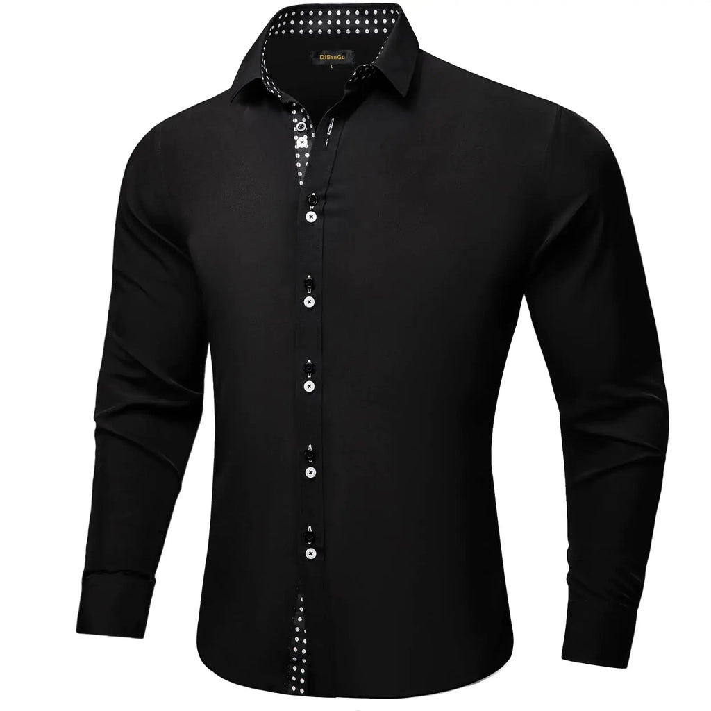 DiBanGu Men's Dress Shirt Long Sleeve Casual Button Down Shirts Regular Fit Inner Contrast Shirt