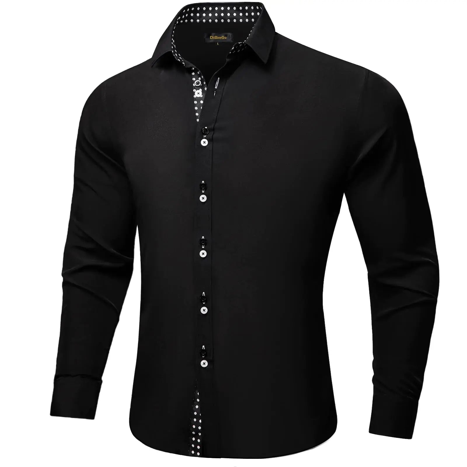 DiBanGu Men's Dress Shirt Long Sleeve Casual Button Down Shirts Regular Fit Inner Contrast Shirt