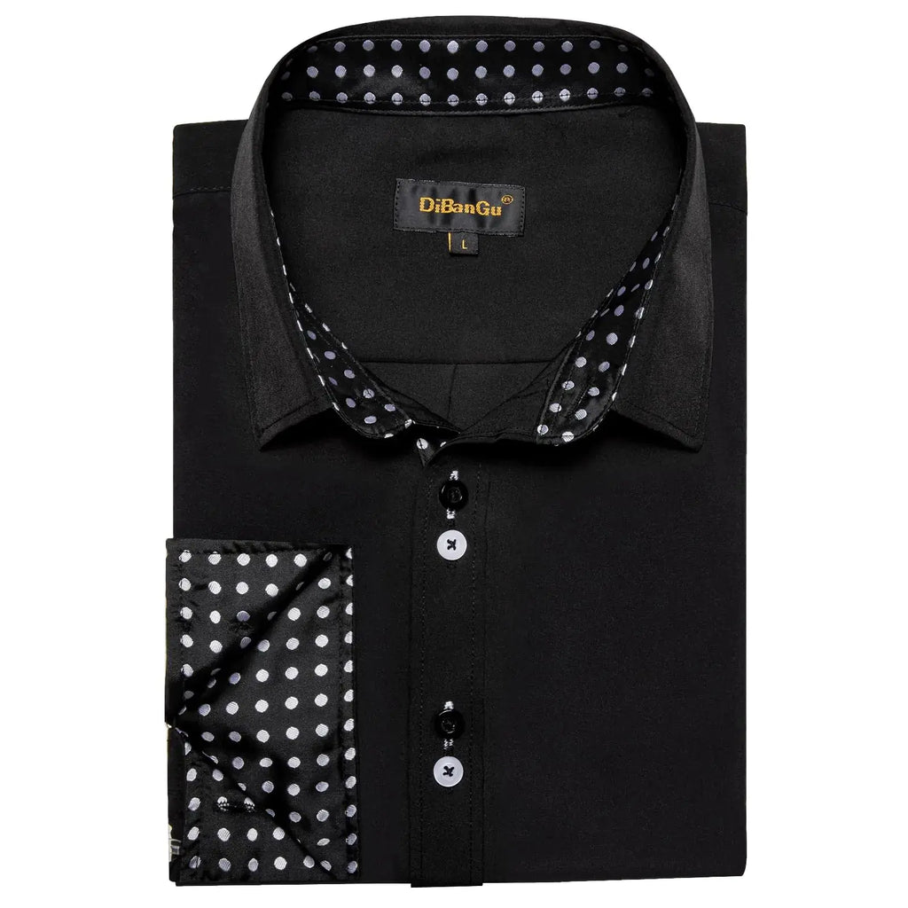 DiBanGu Men's Dress Shirt Long Sleeve Casual Button Down Shirts Regular Fit Inner Contrast Shirt