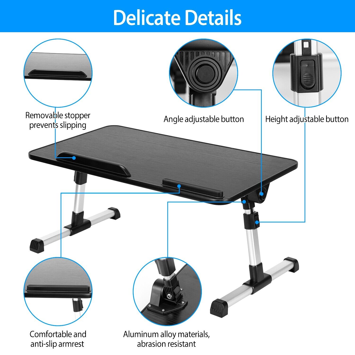 iMounTEK Laptop Lap Desk Adjustable Foldable Stand with Mouse Pad (Black)