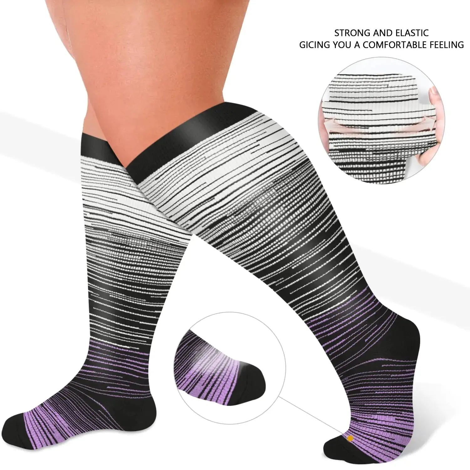 Diu Life 3 Pairs Plus Size Compression Socks for Women and Men
