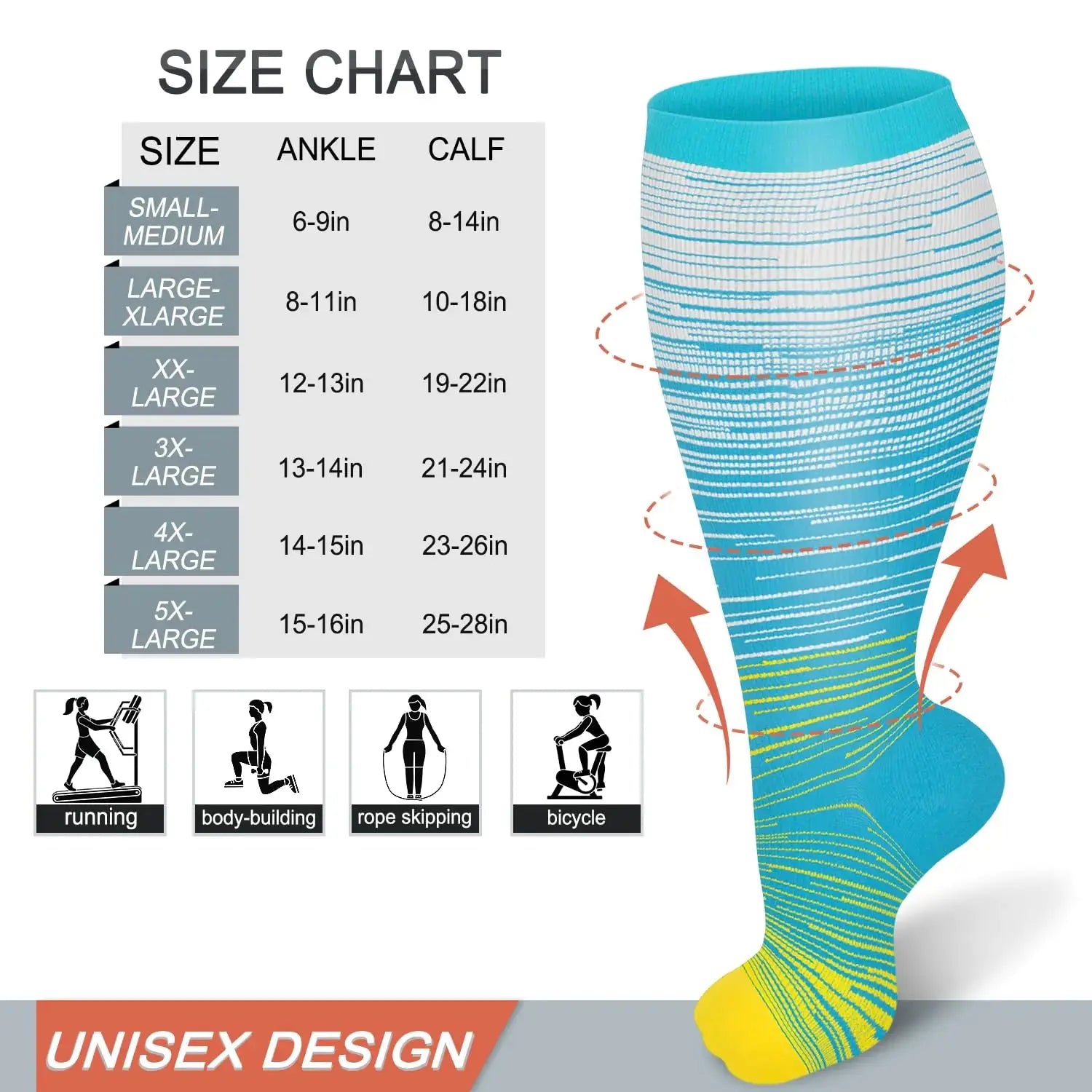 Diu Life 3 Pairs Plus Size Compression Socks for Women and Men