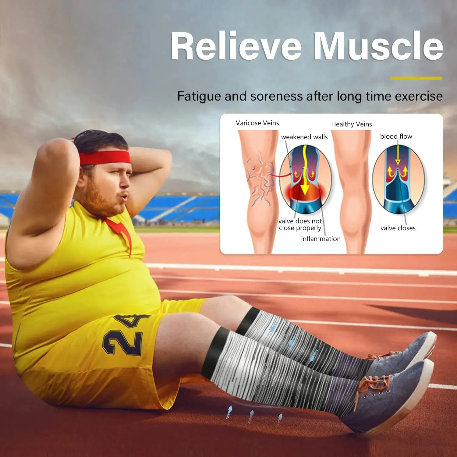 Diu Life 3 Pairs Plus Size Compression Socks for Women and Men