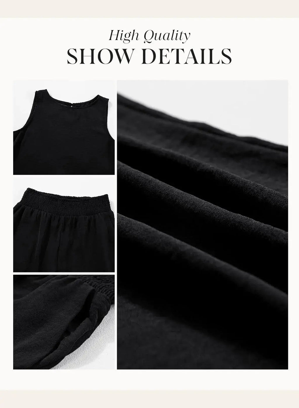 Dokotoo Pants Sets Women 2 Piece Outfits Sleeveless Tank Tops - Wide Leg Pants with Pockets