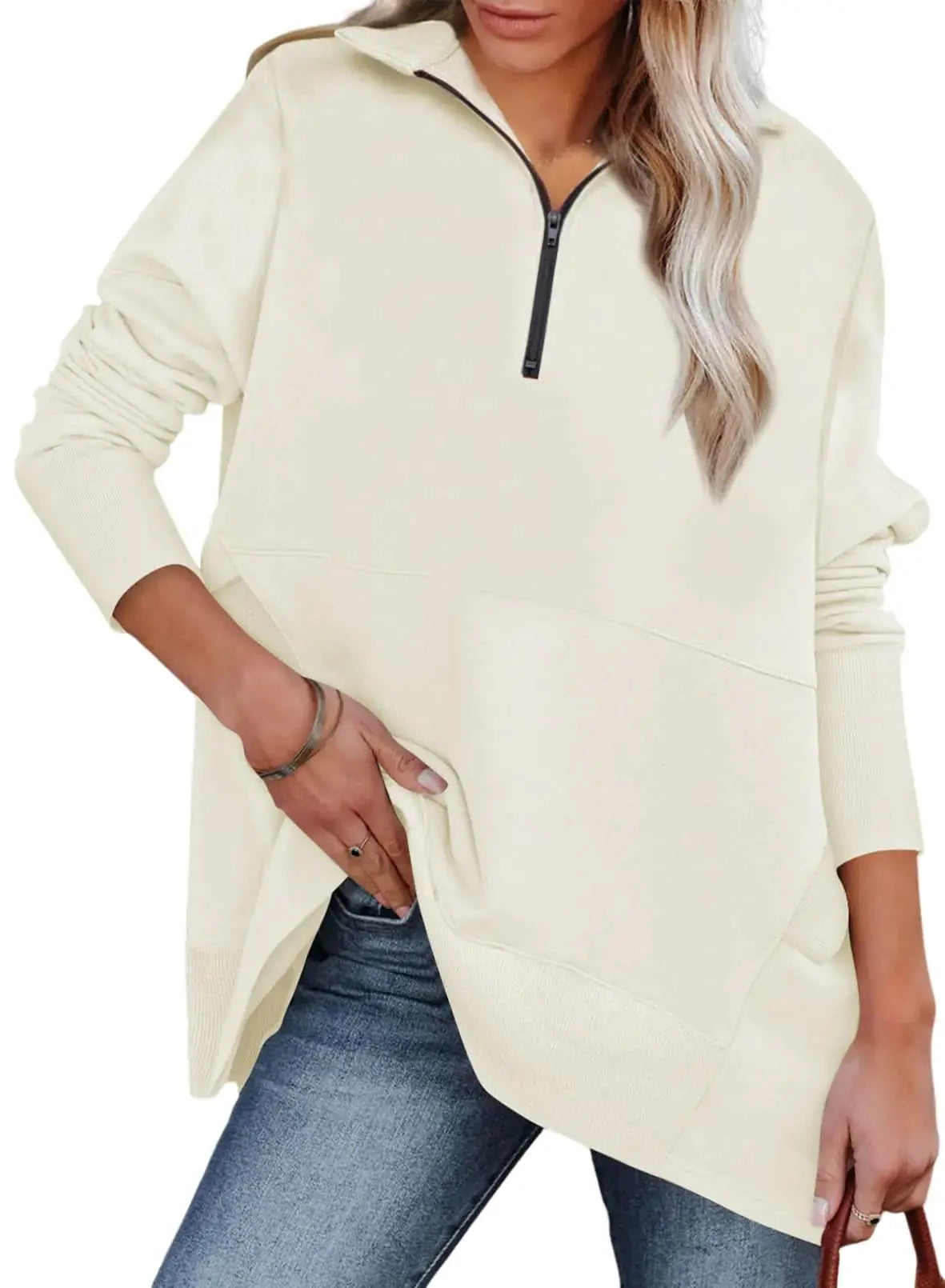 Dokotoo Women's Casual Oversized Half Zip Sweatshirt With Pockets