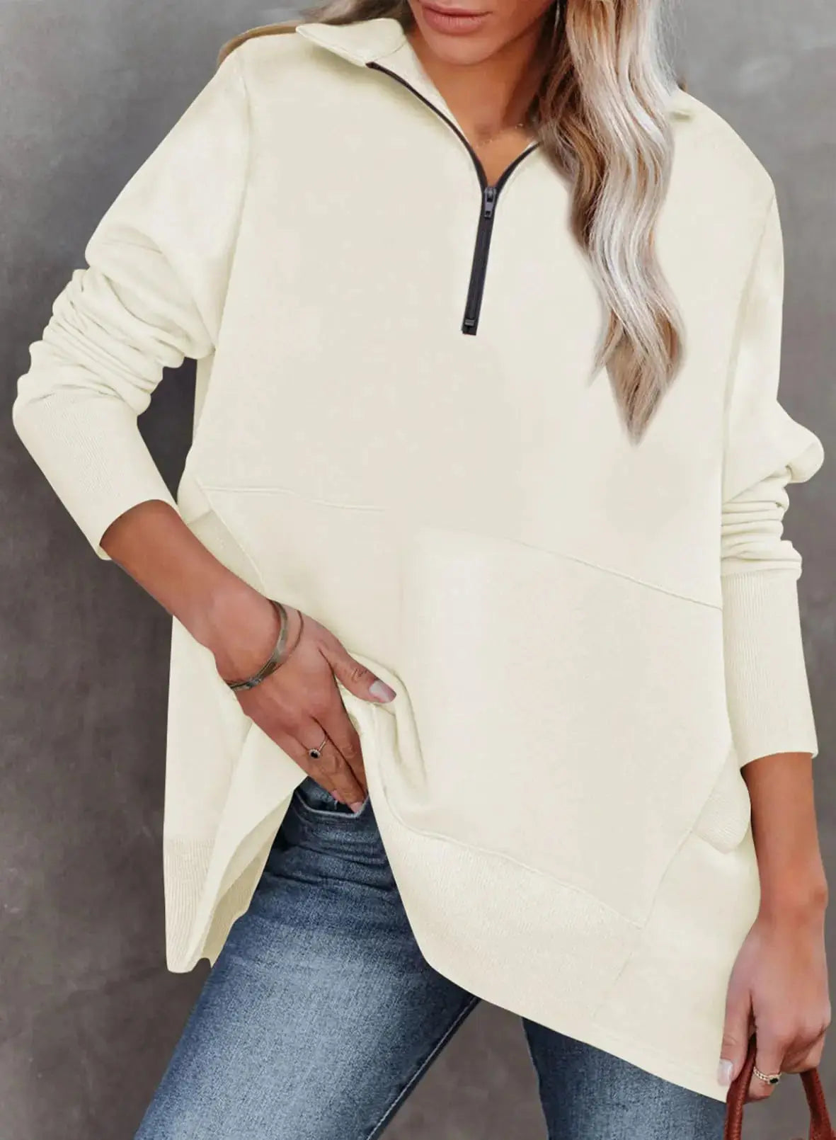 Dokotoo Women's Casual Oversized Half Zip Sweatshirt With Pockets