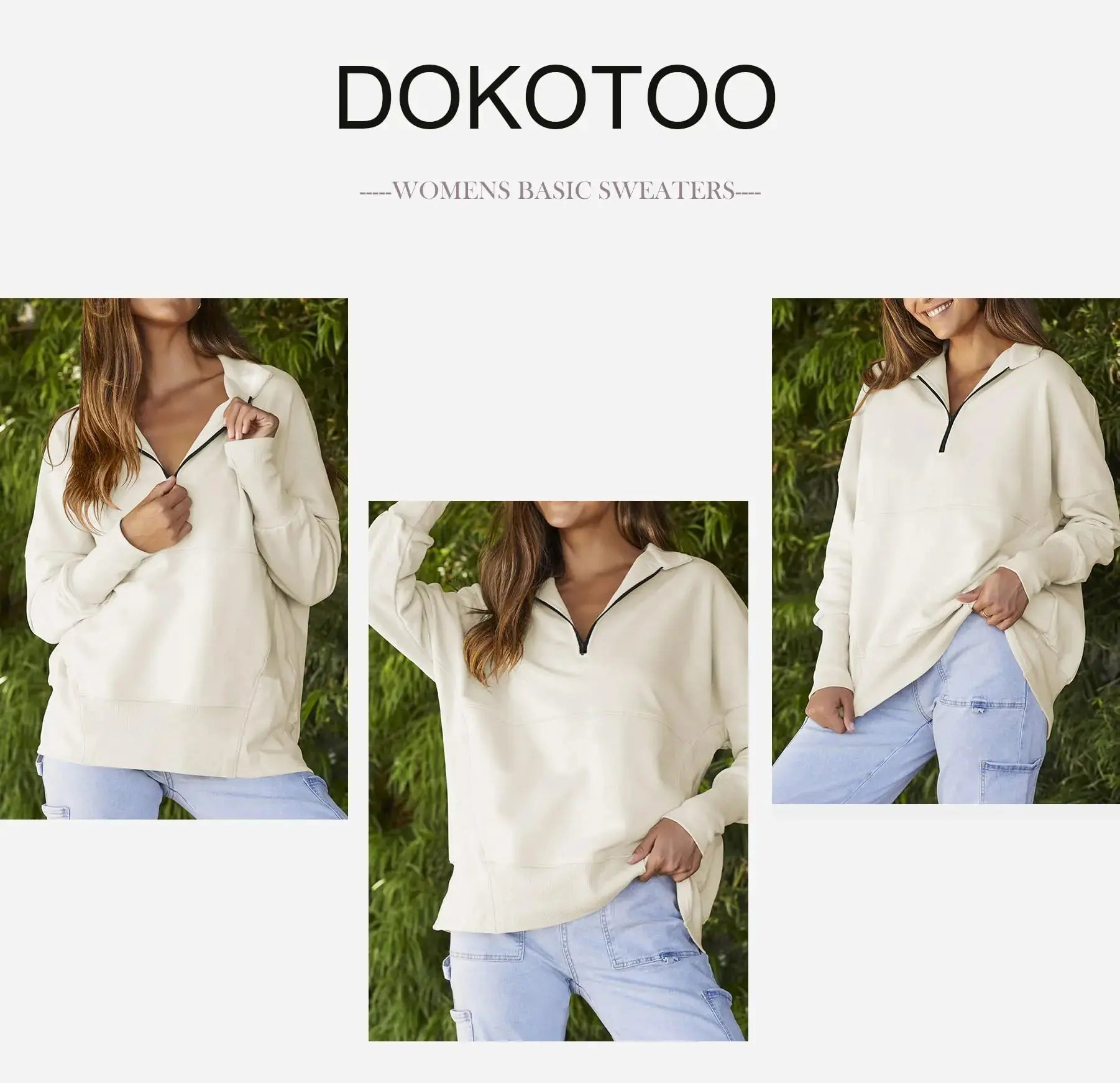 Dokotoo Women's Casual Oversized Half Zip Sweatshirt With Pockets