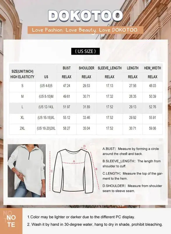 Dokotoo Women's Casual Oversized Half Zip Sweatshirt With Pockets