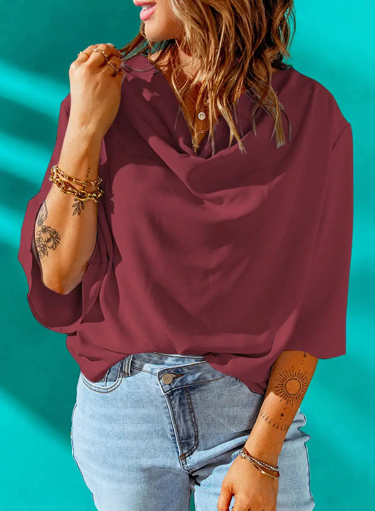 Dokotoo Womens Blouses and Tops - Short Sleeve Chiffon Shirts and Tops - Red