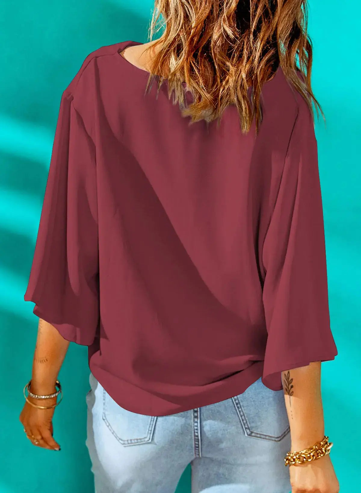 Dokotoo Womens Blouses and Tops - Short Sleeve Chiffon Shirts and Tops - Red