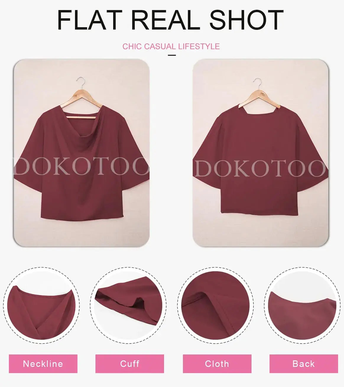Dokotoo Womens Blouses and Tops - Short Sleeve Chiffon Shirts and Tops - Red