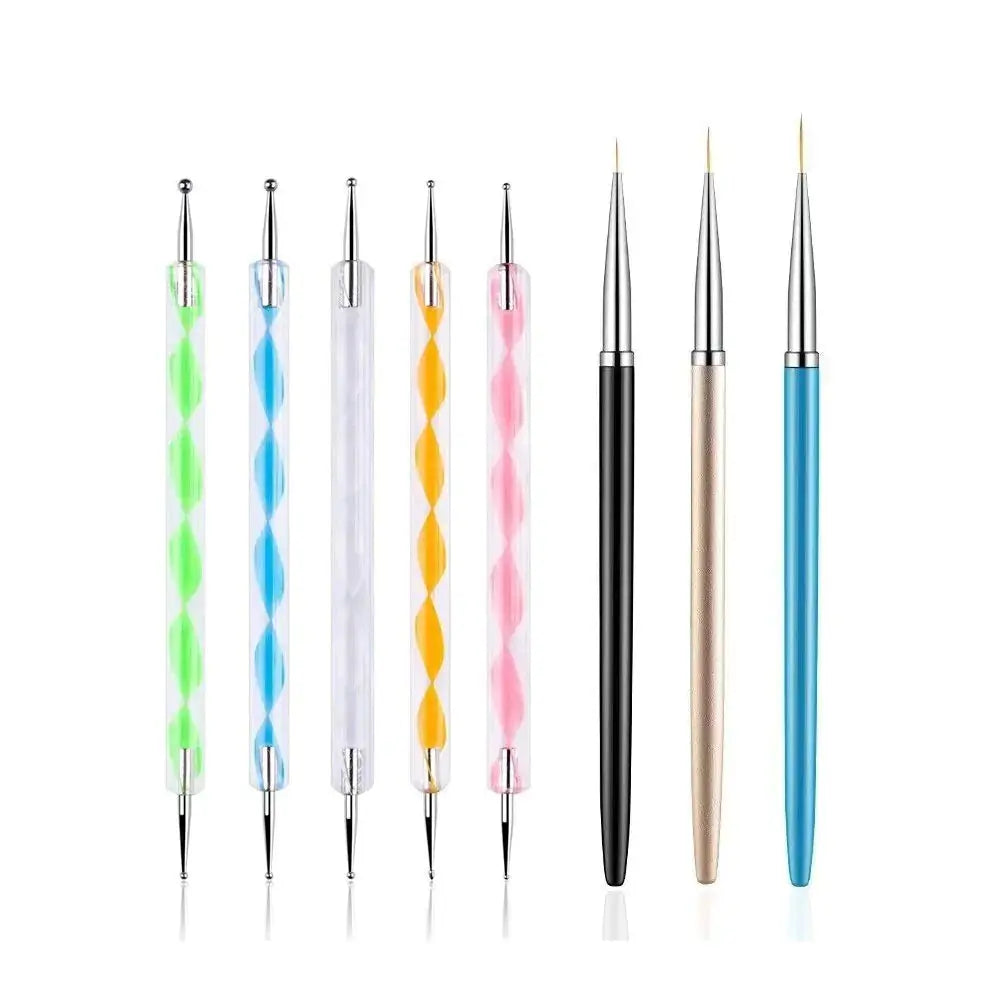 Dotting Pens With Nail Painting Brushes - Nail Art Design Tools